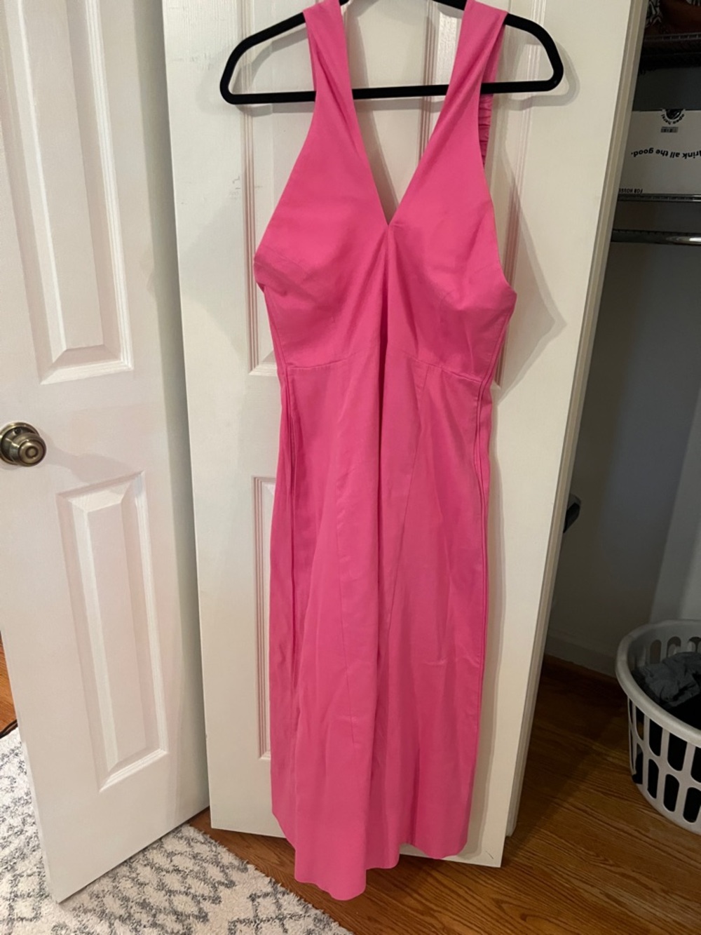 ME+EM Hot Pink V-Neck Midi Dress